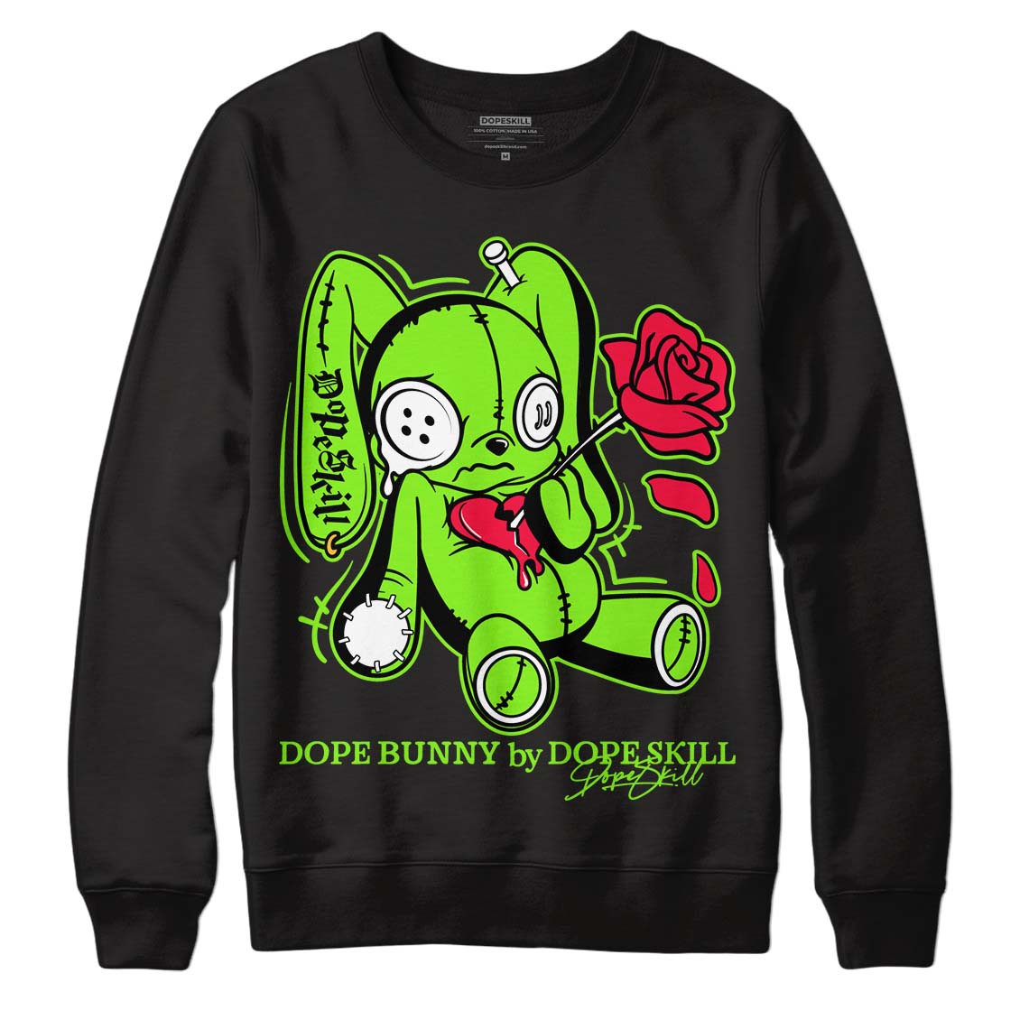 Neon Green Collection Dopeskill Sweatshirt Dope Bunny Graphic