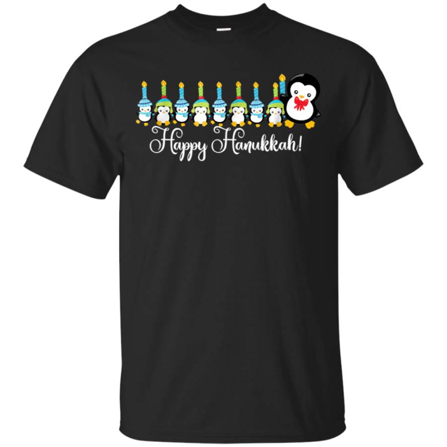 AGR Happy Hanukkah Penguins Menorah Funny Christmas T-Shirt G200B Gildan Youth Ultra Cotton T-Shirt