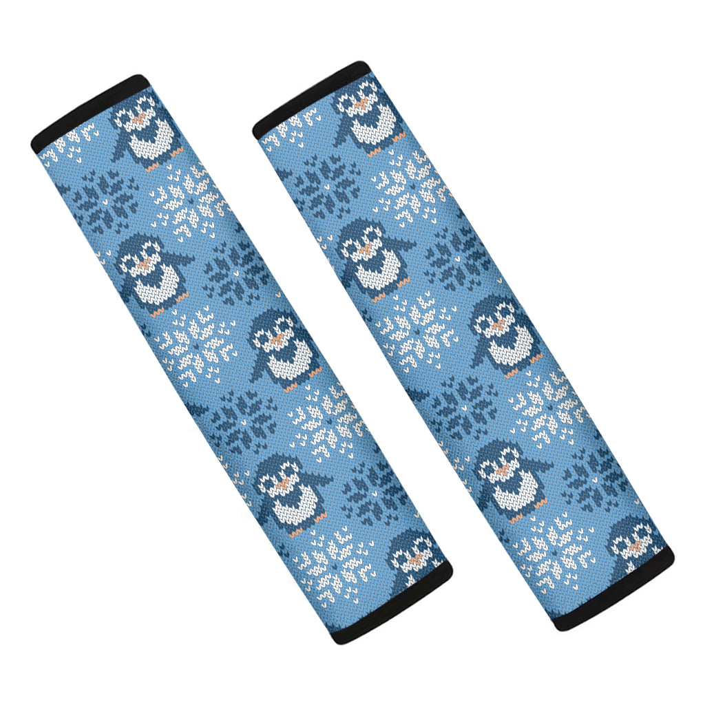 Snowy Penguin Knitted Pattern Print Car Seat Belt Covers