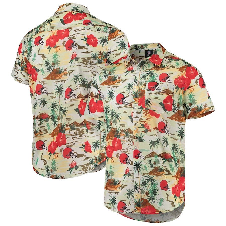 Cleveland Browns Cream Paradise Floral Hawaii Shirt Ha100580