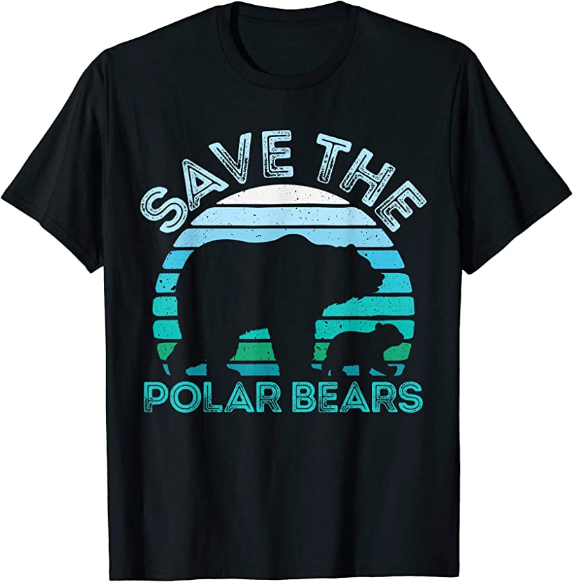 Save Polar Bears Shirt Animal Vintage Retro Gift Tee