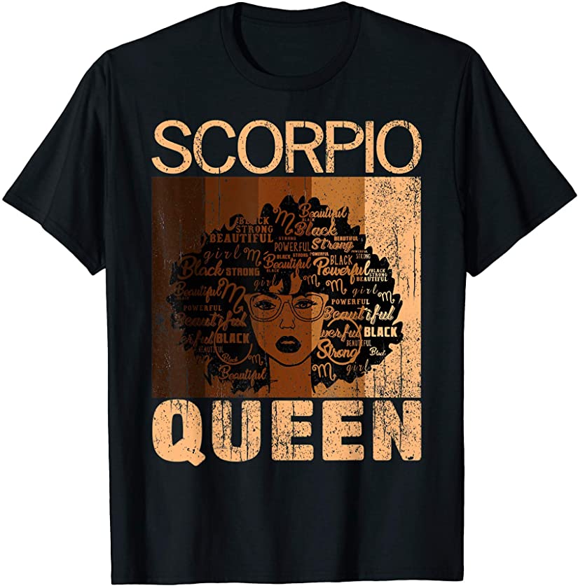 Scorpio Queen Afro Birthday Melanin Black African American T-Shirt