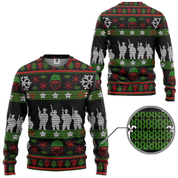 Waybackapparel Veteran Soldier Present Custom Ugly Christmas 3D All Over Print