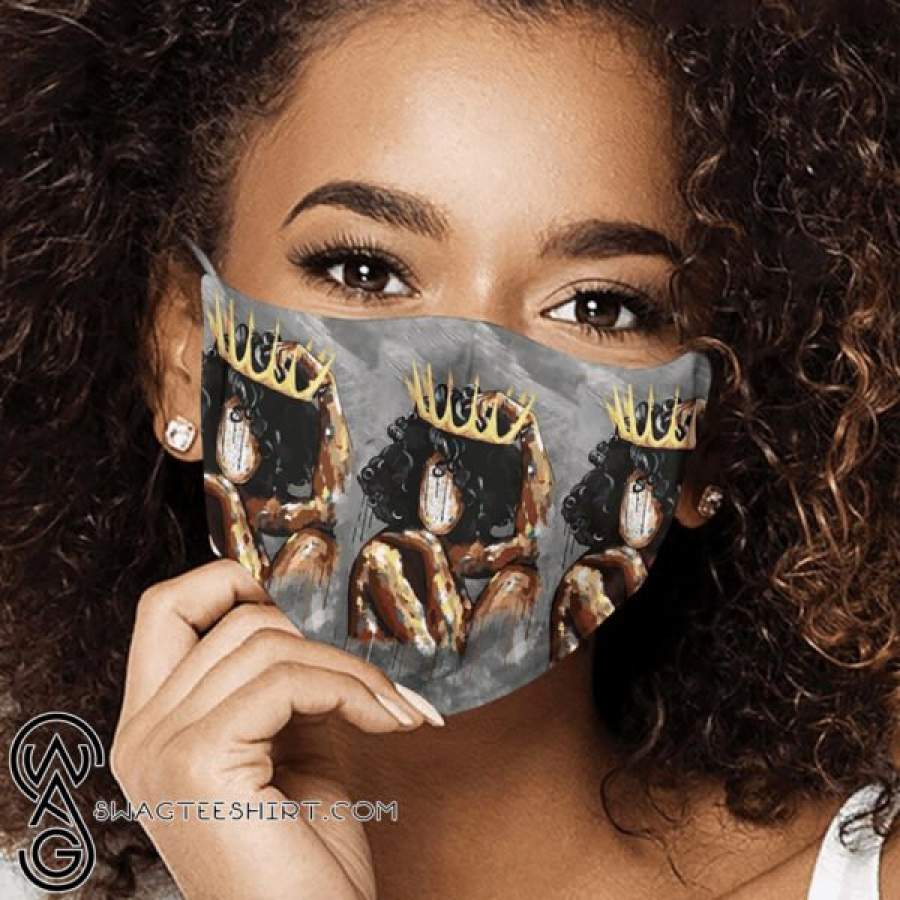 Watercolor painting black queen all over printed face mask