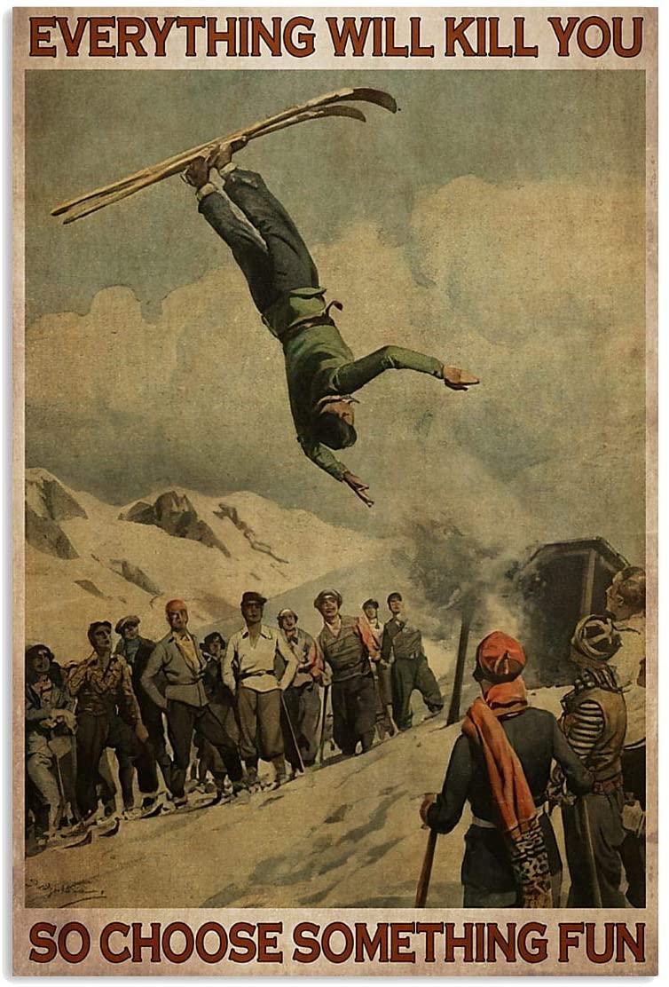 Vintage Skiing Choose Something Fun Poster Art Print      Home Decor Gift For Men Women Family Friend On Birthday Xmas