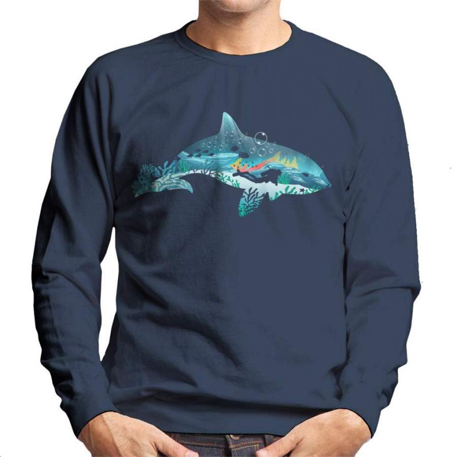 Dolphin Scuba Diver Silhouette Men’s Sweatshirt