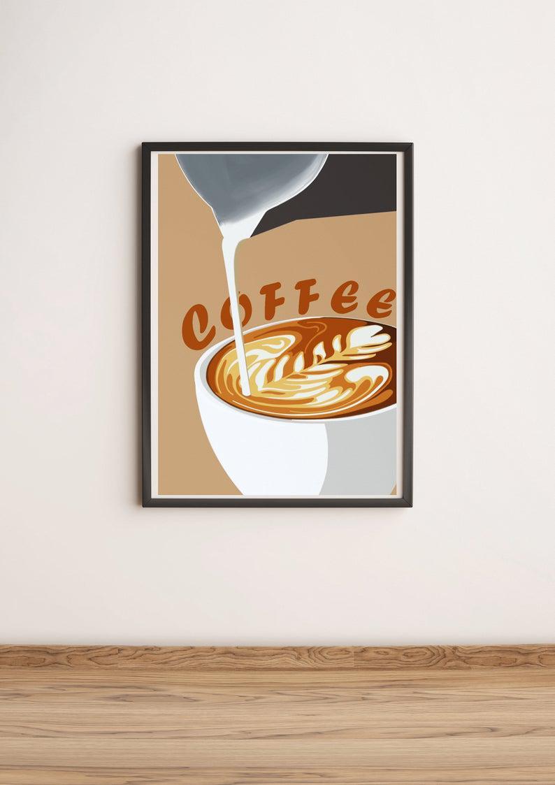 Poster Canvas It’S Coffee Time! – Printed Poster – Digital Illustration – Wall Decoration, Coffee Poster Wall Decor, Poster Gift Decor Home Decor Wall Art Visual Art