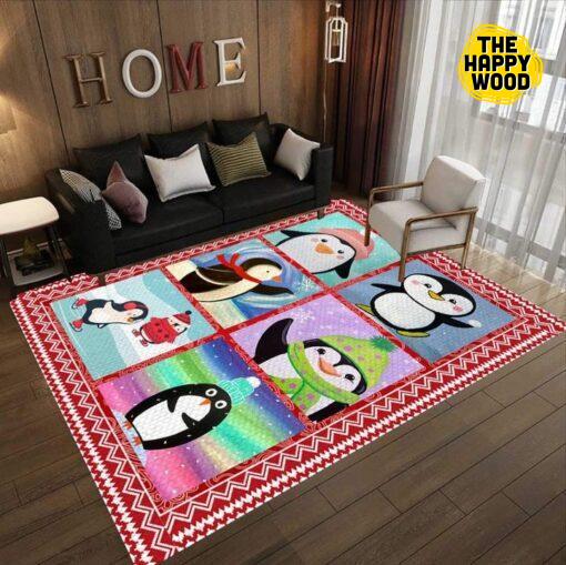 Penguin Snow Funny Rectangle Carpet Rug