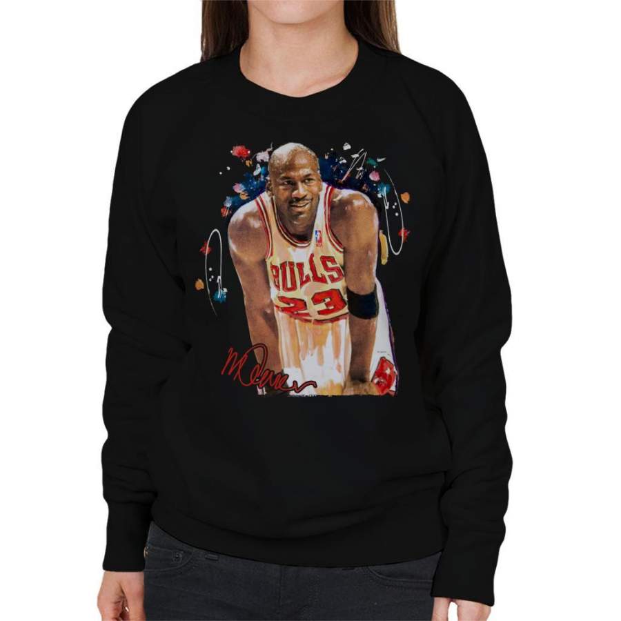 Sidney Maurer Original Portrait Of Michael Jordan Chicago Bulls Arm Band Women’s Sweatshirt