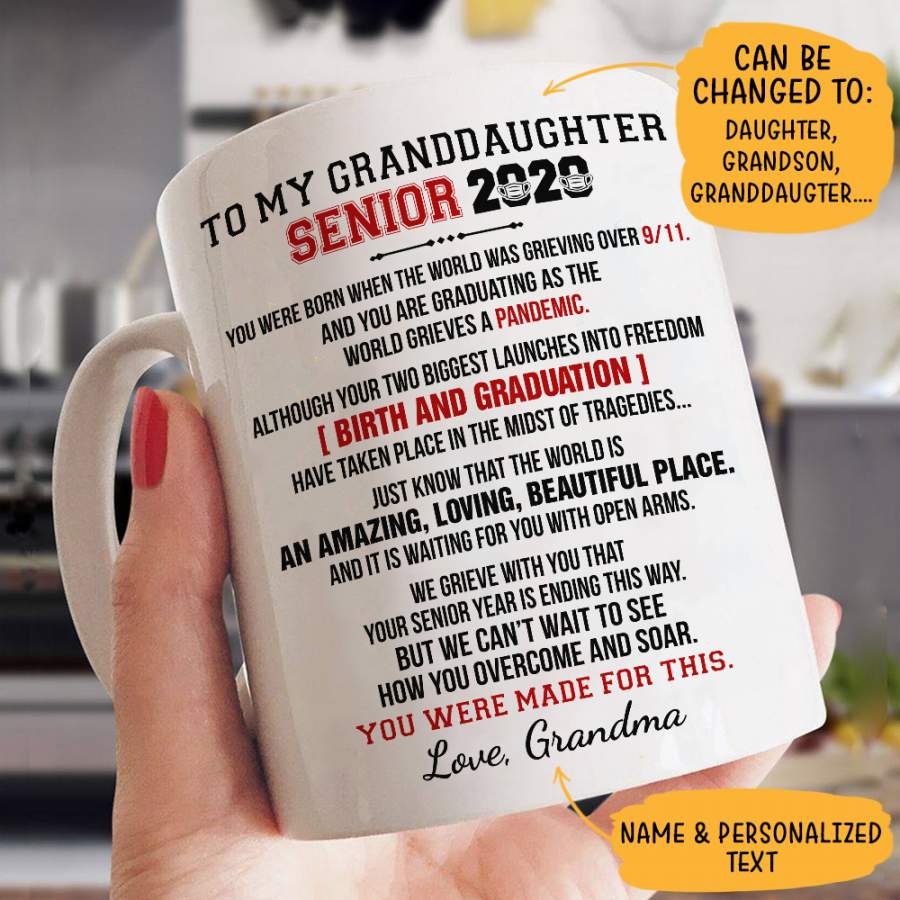 Personalized To My SENIOR 2020 Personalized Coffee Mug, Custom Graduation Gift