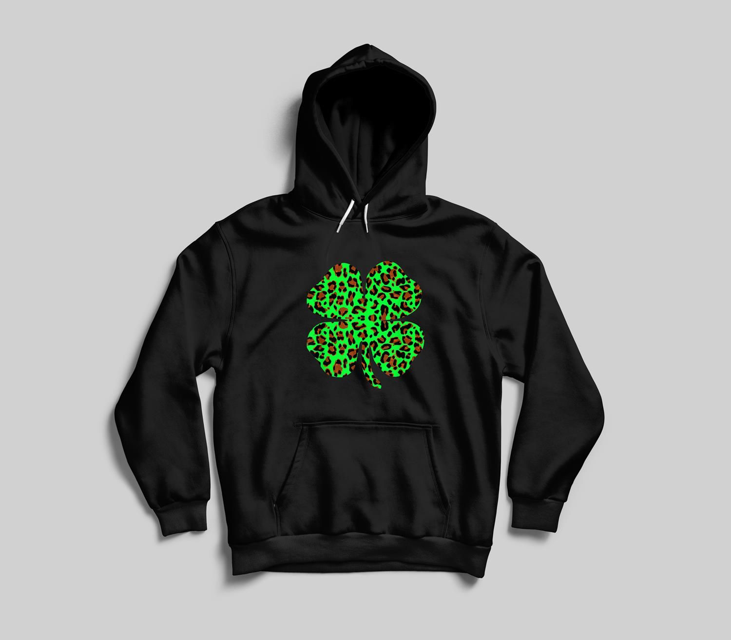 Green Leopard Print Four Leaf Clover St. Patrick’s Day Youth hoodie