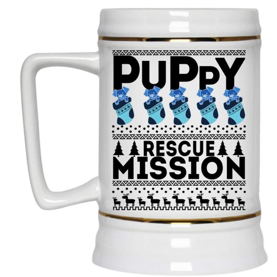 Cute Gift For Dog Lovers Beer Stein 22oz, Puppy Rescue Mission Beer Mug