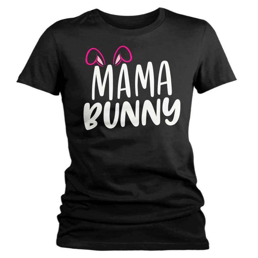 Women’s Easter Shirt Mama Bunny T-Shirts Cute Mom Bunny Ears Easter TShirt Easter Tee Mother Shirt