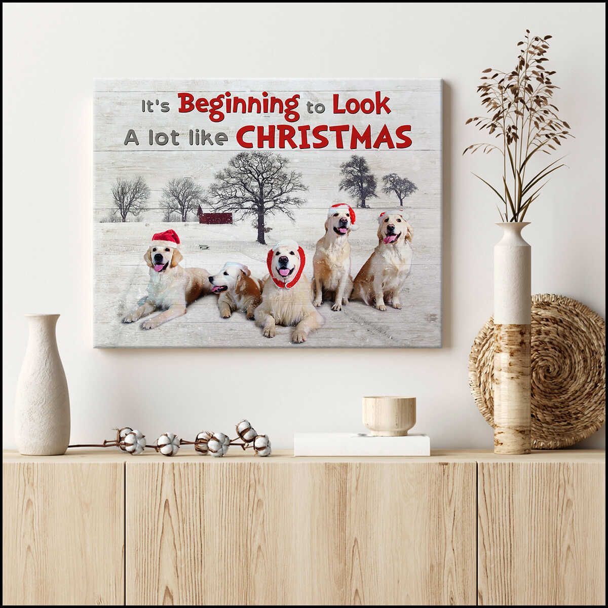 Canvas Wall Decor Christmas Gifts Golden Retrievers Look A Lot Like Christmas Gift For Family, Wall Art Decor, Canvas Print, Home Decor