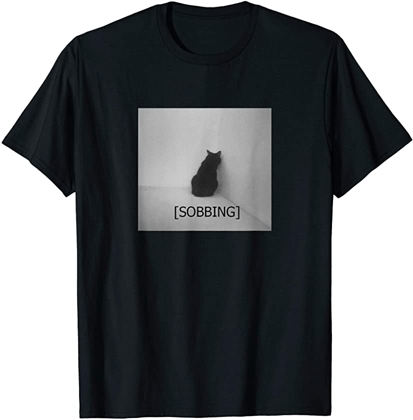 Aesthetic Cursed Black Cat Sobbing T-Shirt