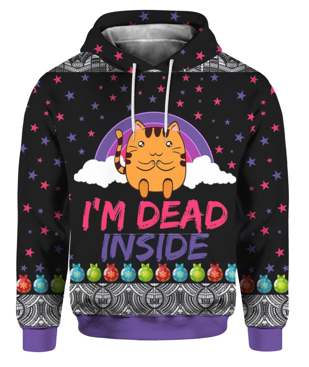 Cat Im Dead Inside 3D Ugly Christmas Sweater Hoodie