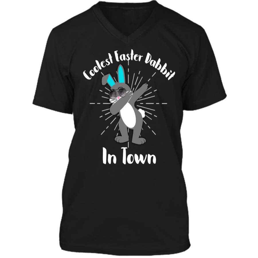 Dabbing Rabbit TShirt Coolest Easter Dabbit In Town Shirt Mens Printed V-Neck T