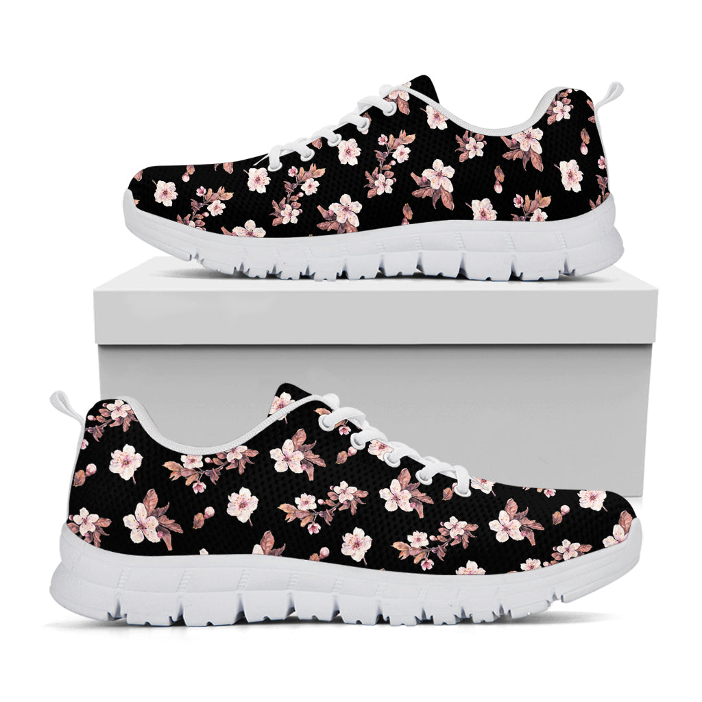 Watercolor Cherry Blossom Pattern Print White Sneakers