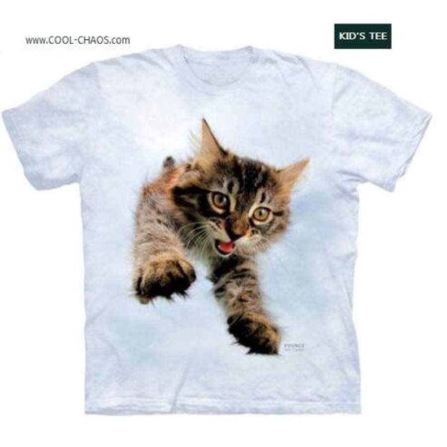 Pounce! Maine Coon Cat T-Shirt / Tie Dye Kids T-Shirt / Funny Kitten / Cat Tee