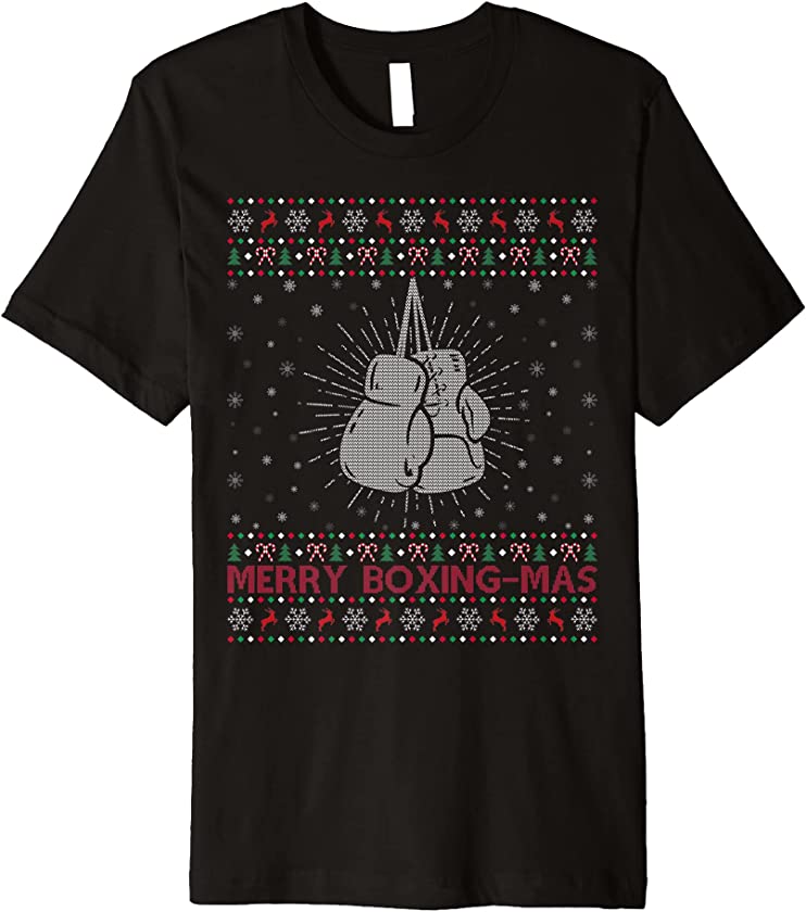 Ugly Christmas Sweater Style Merry Boxing-mas Boxing Xmas Premium T-Shirt