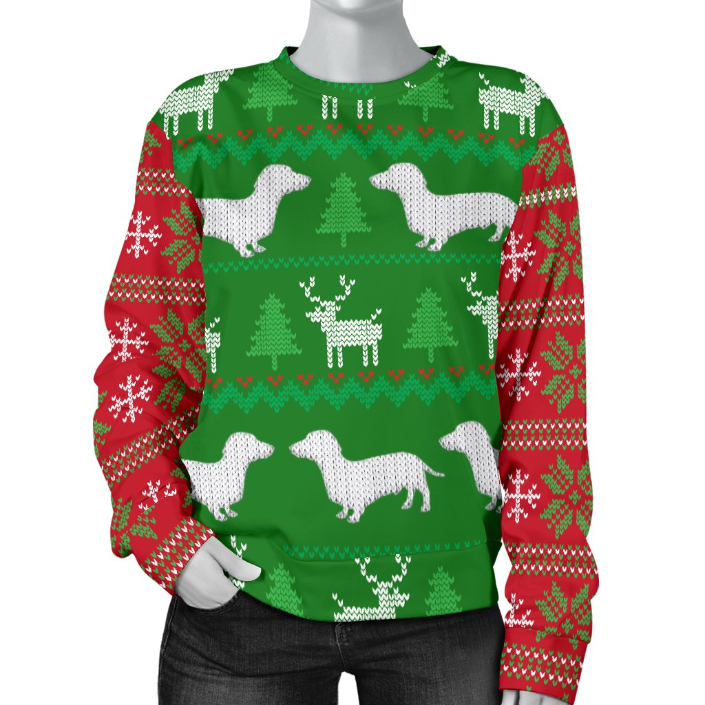 Ugly Christmas Sweater With Dachshunds Women’S