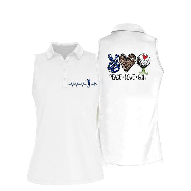 Peace Love Golf Sleeveless Polo Shirt, Women’S Sleeveless Polo Shirts Quick Dry Golf Tennis Shirt