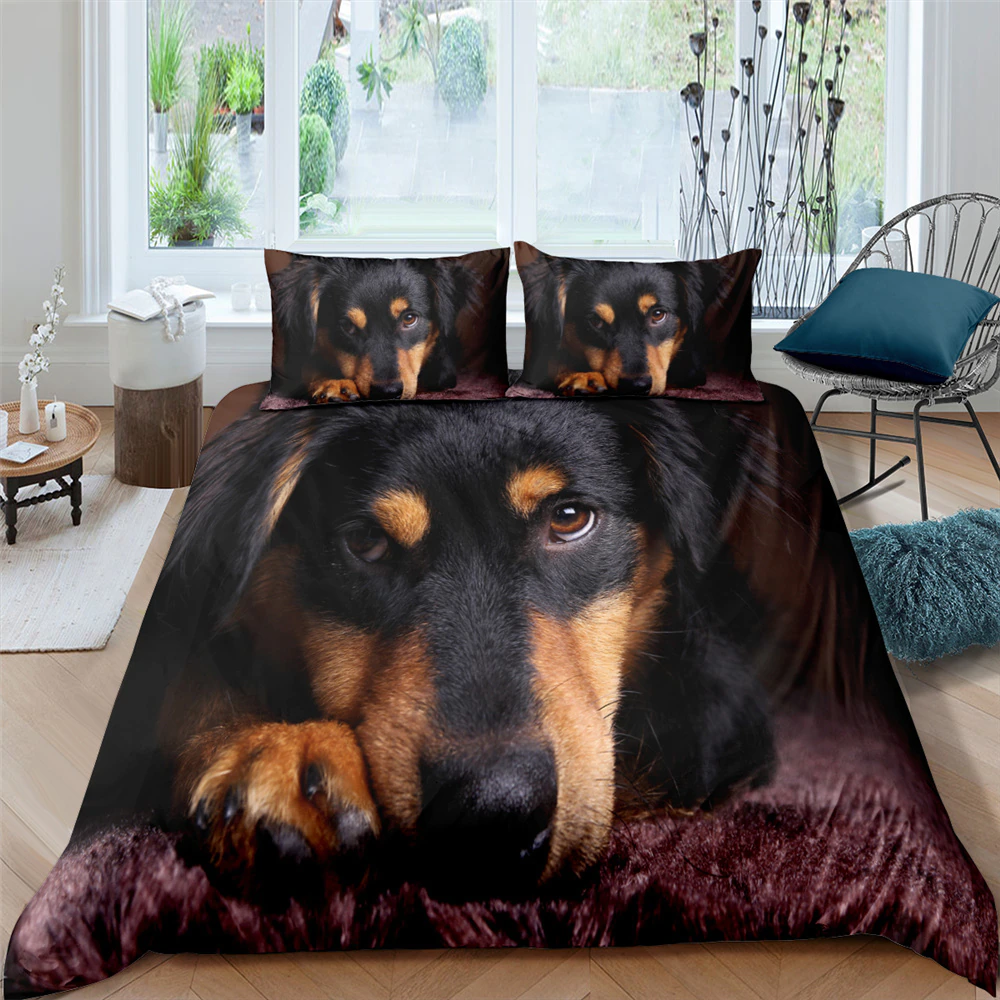 Zeimon Puppy 3D Bedding Set Cat Duvet Cover With Pillowcase Unisex Kids Covers King Bedroom Decor