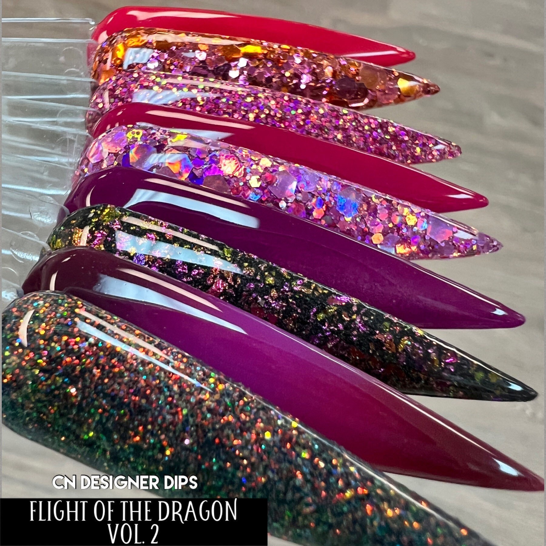 Flight of the Dragon Vol 2- dip powder, dip powder for nails, dip powders, dip nail powder, glitter dip powder, acrylic, nails, nail