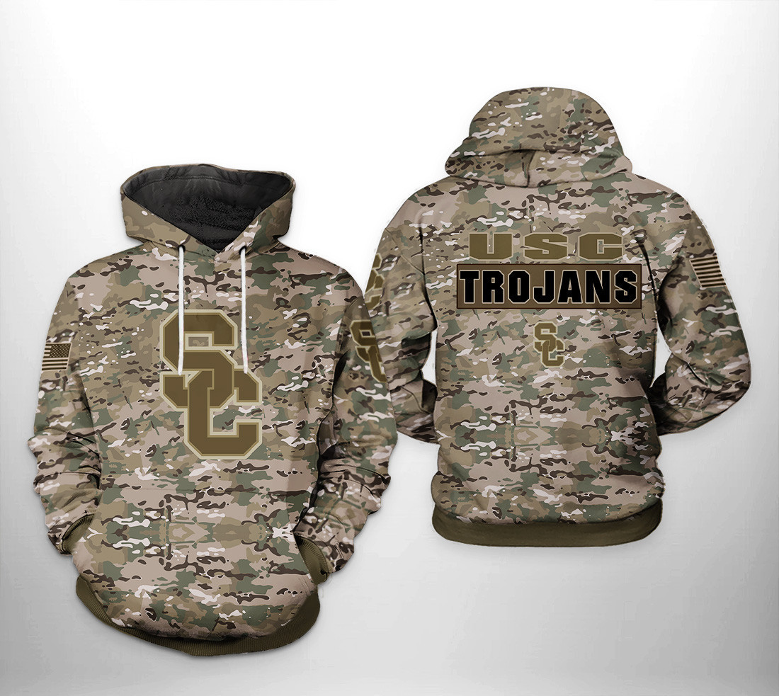 Usc Trojans Ncaa Camo Veteran Hoodie & Zip Hoodie