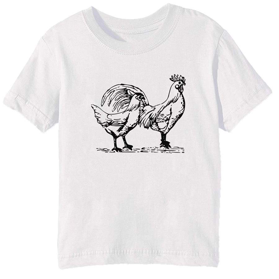 Summer T-Shirts,Cocks Illustration T-Shirt White O-Neck Short Sleeved T Shirt Summer Fashion Loose Funny Tee Shirt For Men,Men’S Fashion T-Shirt