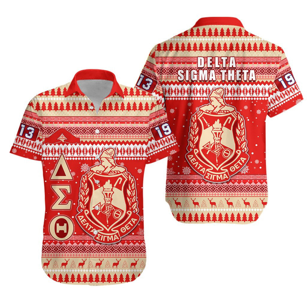 Sorority Shirt – Delta Sigma Theta African Pattern Christmas Short Sleeve Shirt