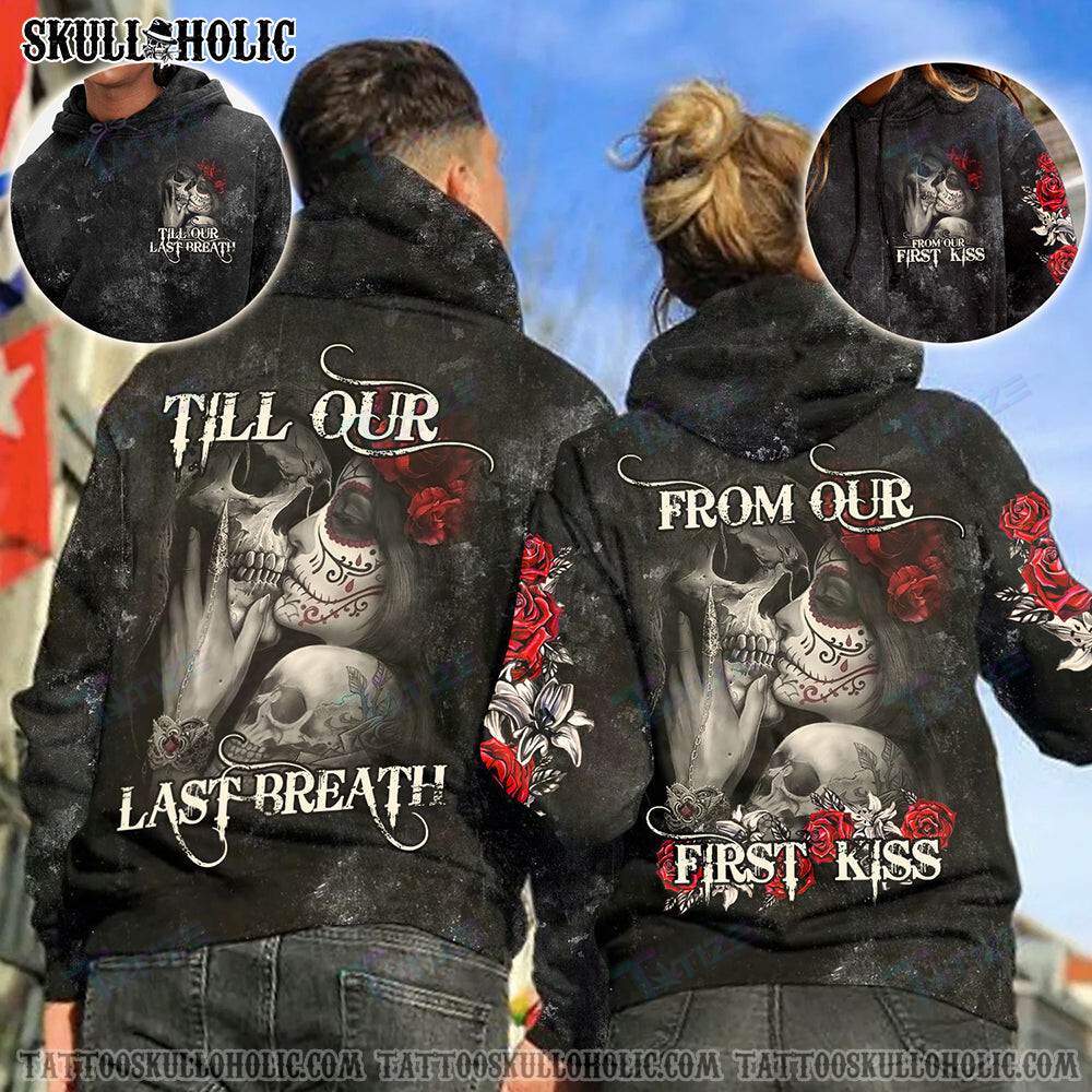 Matching Couple Shirt First Kiss Last Breath Couple 3D All Over Printed Shirt, Sweatshirt, Hoodie, Bomber Jacket Size S – 5Xl