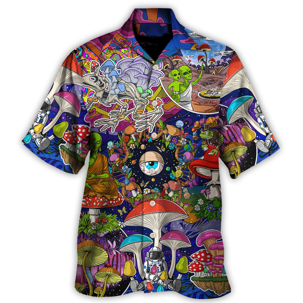 Hippie Mushroom Aliens Stay Colorful Art Hawaii Shirt Ha31339