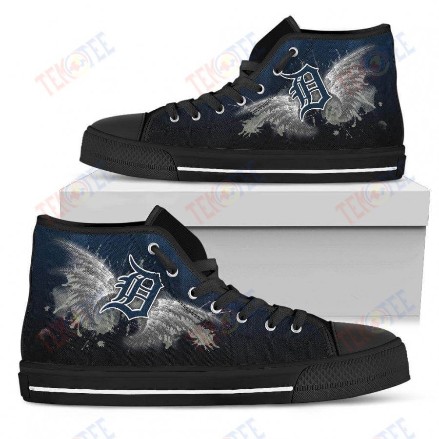 Mens Womens Detroit Tigers High Top Shoes Angel Wings 3D Printable TMT320