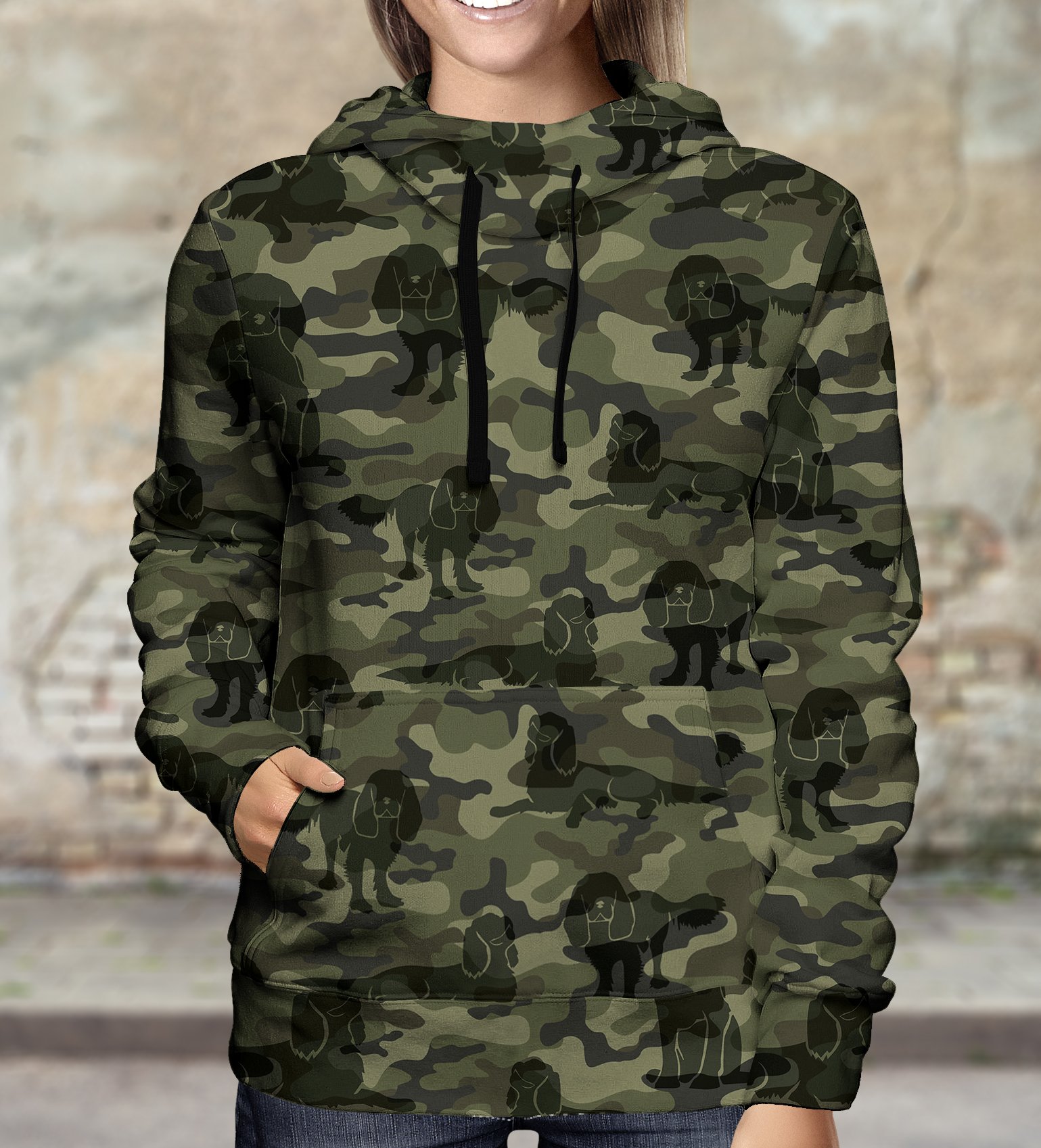 Street Style With Cavalier King Charles Spaniel Camo Hoodie V1