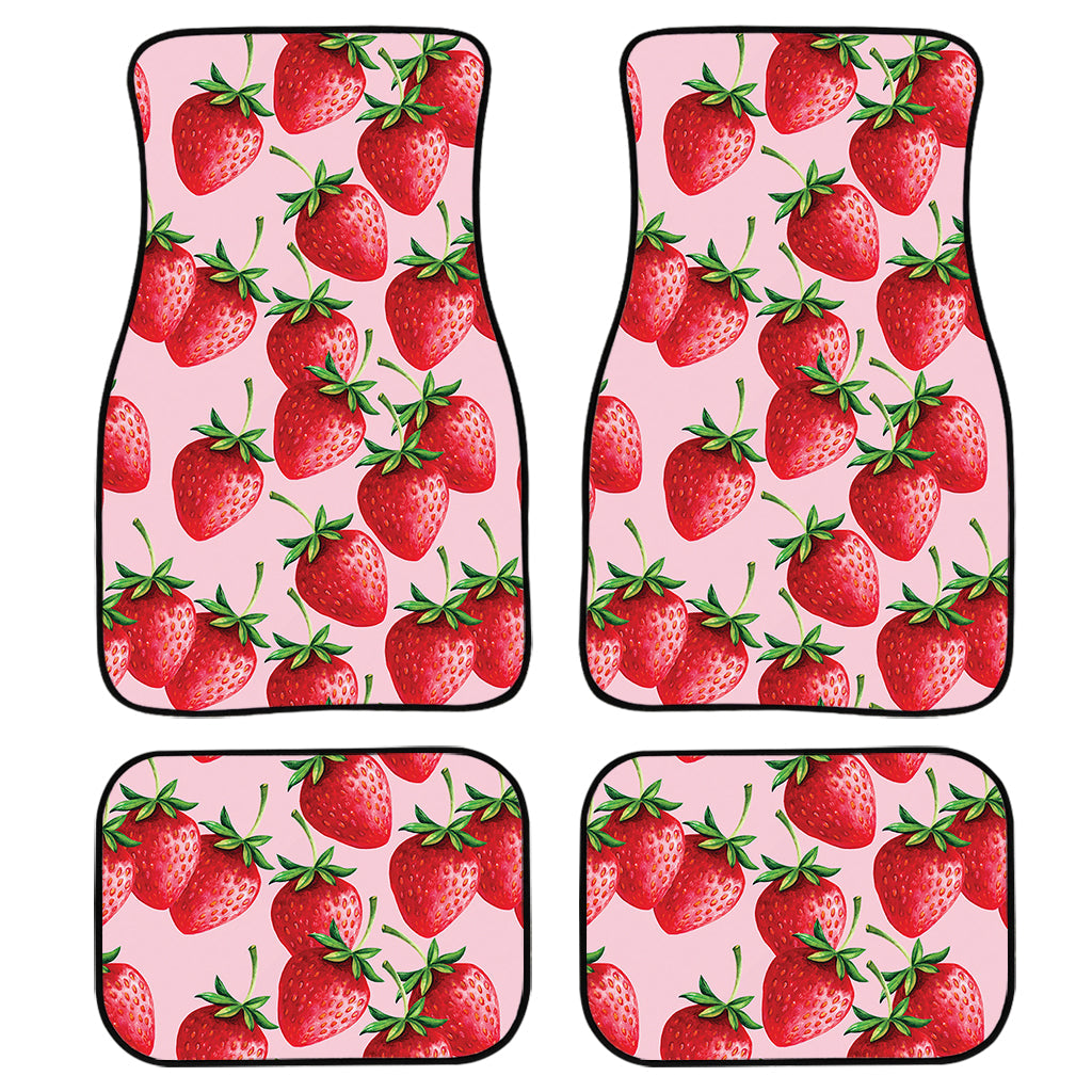 Strawberry Fruit Pattern Print Front And Back Car Floor Mats, Front Car Mat