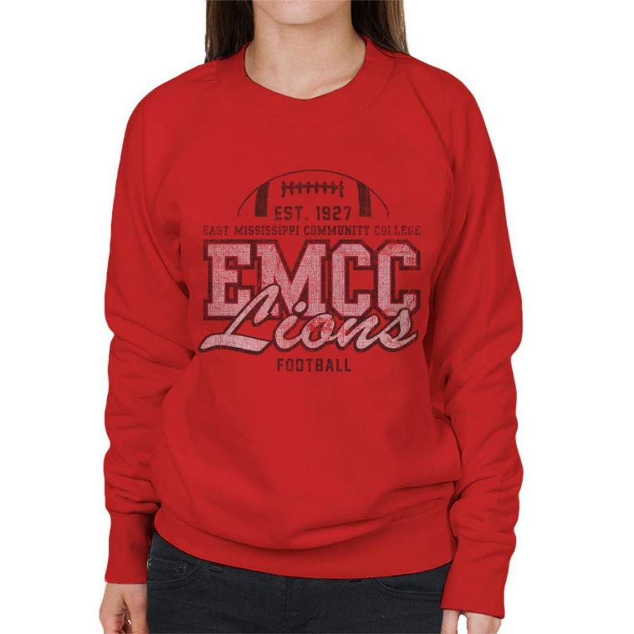 East Mississippi Community College Distressed Dark Lions Football Women’s Sweatshirt