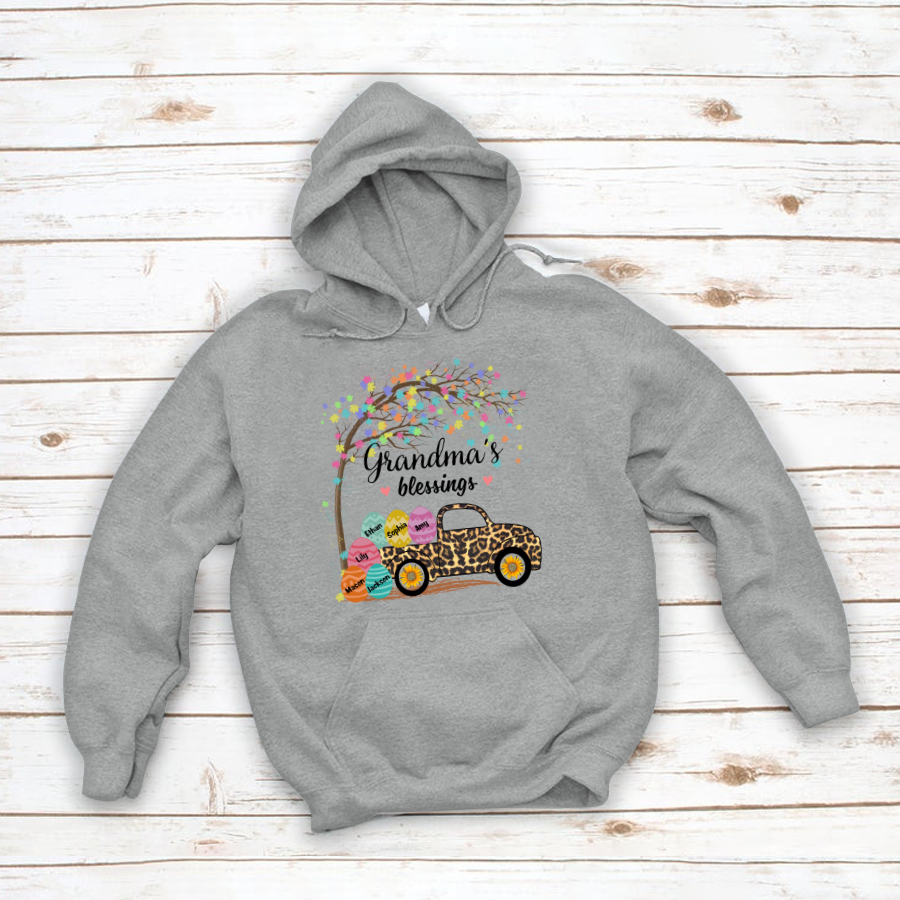 Grandma’S Blessings Easter Truck Leopard Hoodie