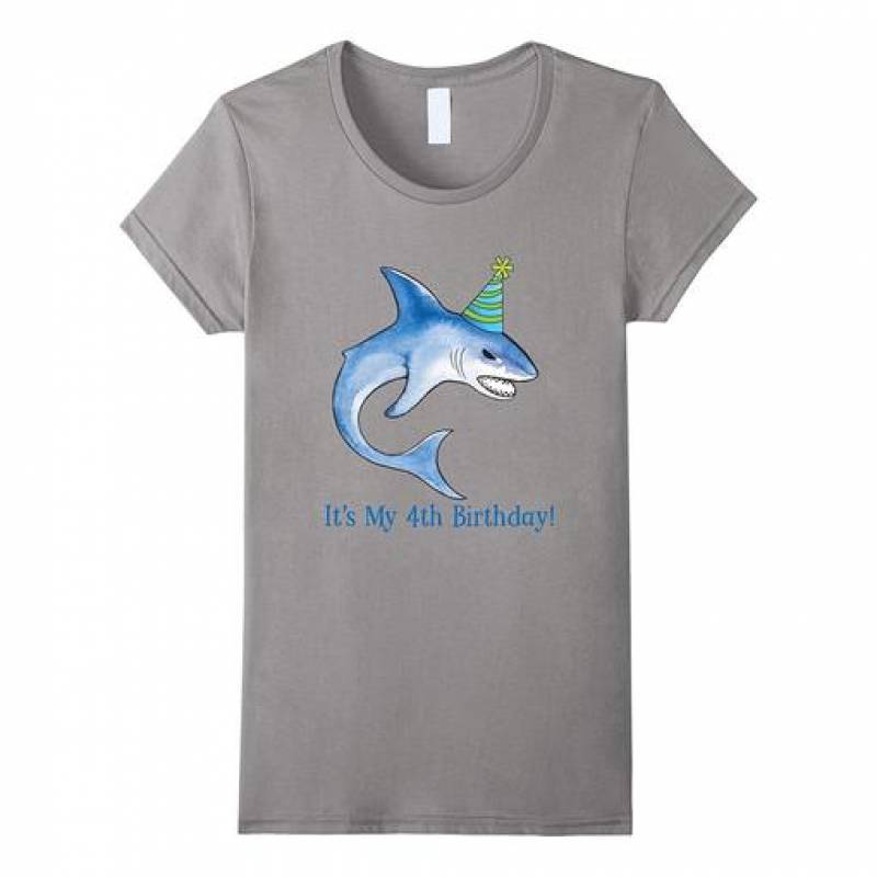 Shark Love It’s 4th My Birthday Tshirt Boys Girls Party 4