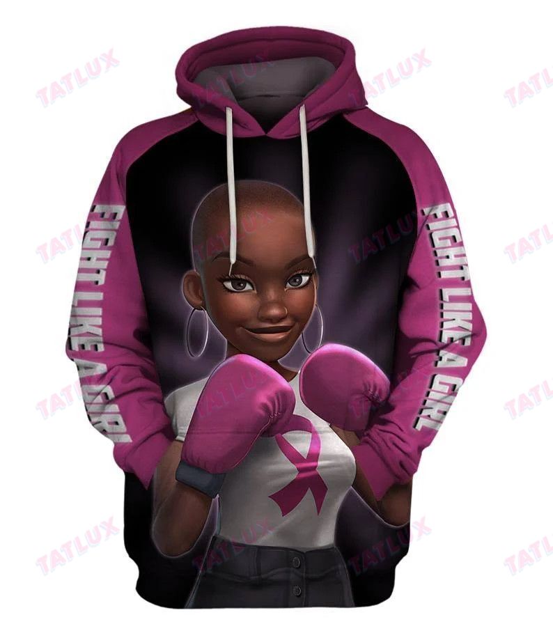 Breast Cancer Black Fight Likd A Girl 3D All Over Printed Shirt, Sweatshirt, Hoodie, Bomber Jacket Size S – 5Xl