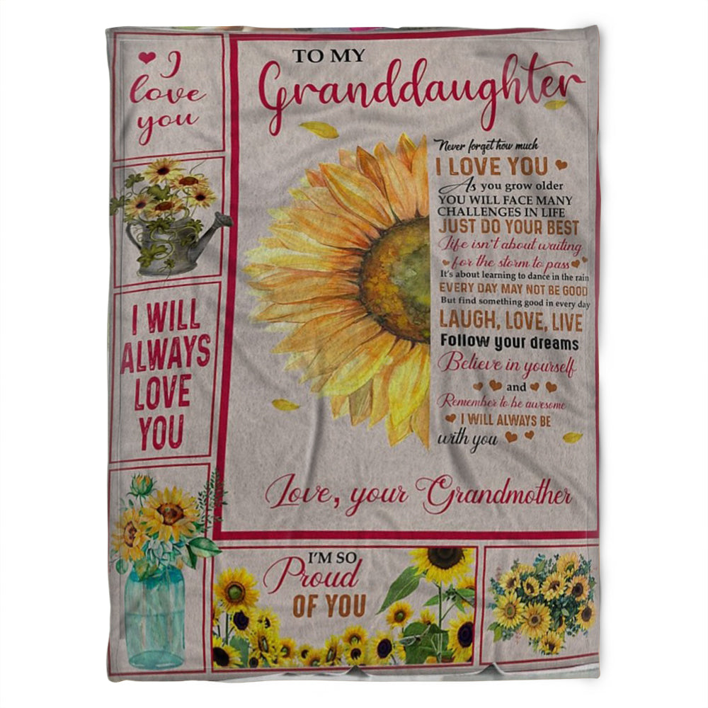 To My Granddaughter Blanket, Never Forget How Much I Love You, Gift For Granddaughter Family Home Decor Bedding Couch Sofa Soft And Comfy Cozy