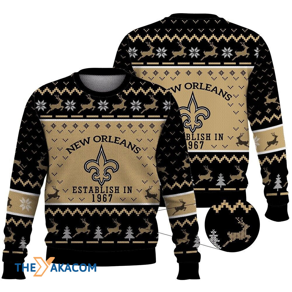 New Orleans Saints Establish In 1967 Gift For Fan Christmas Ugly Sweater