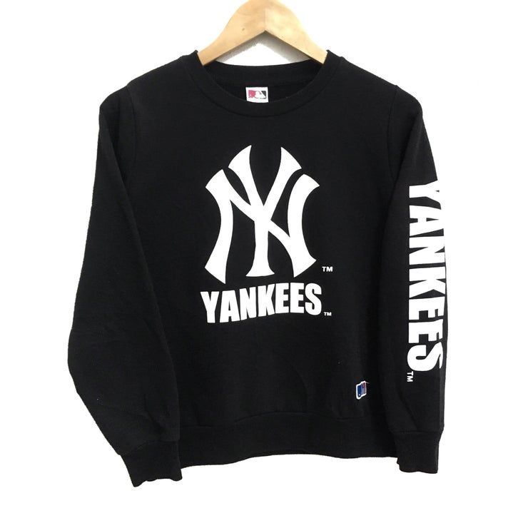 Rare New York Yankees Baseball Quipe Gros Logo Sort Couleur Noire Collier Ras Du Cou Pulls D Entra Net Pull Pull Taille Gar Ons Shirt