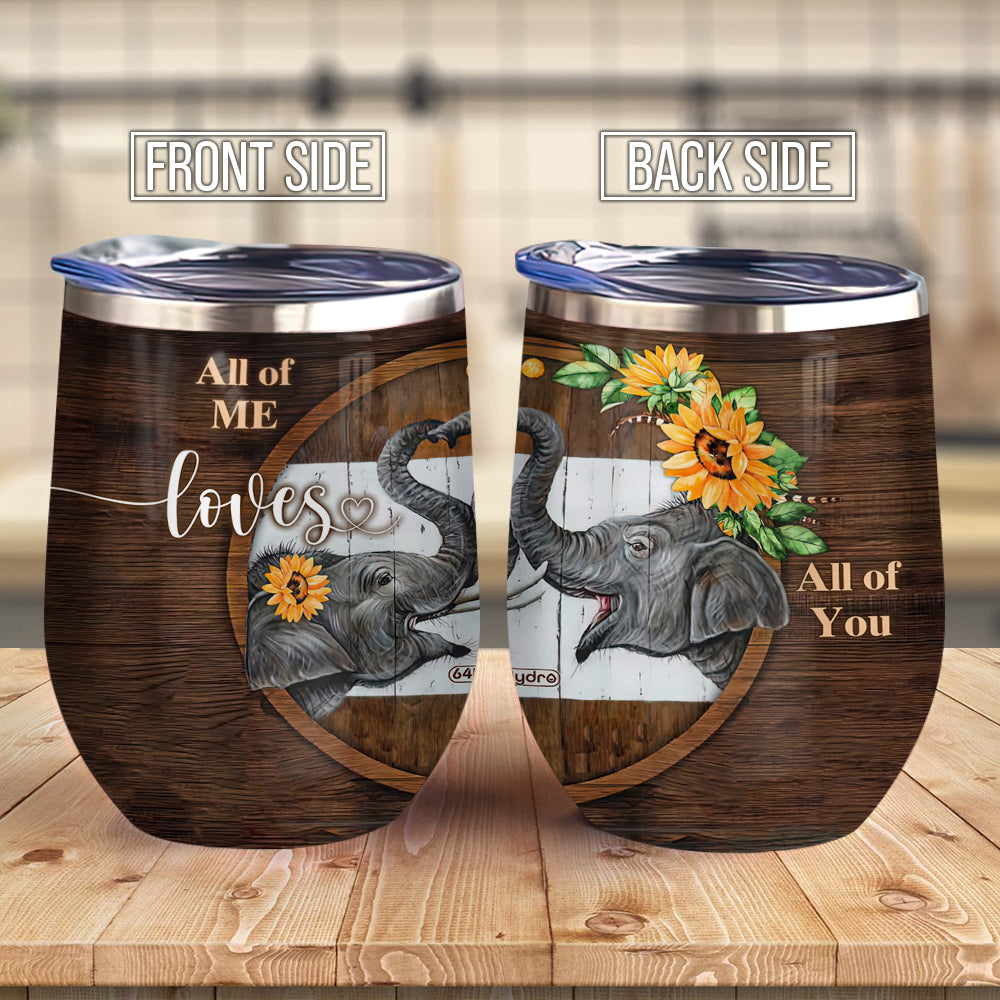 Wooden Style Elephant Couple Love All Of You Couple Gift Ablz0807011Z Wine Tumbler