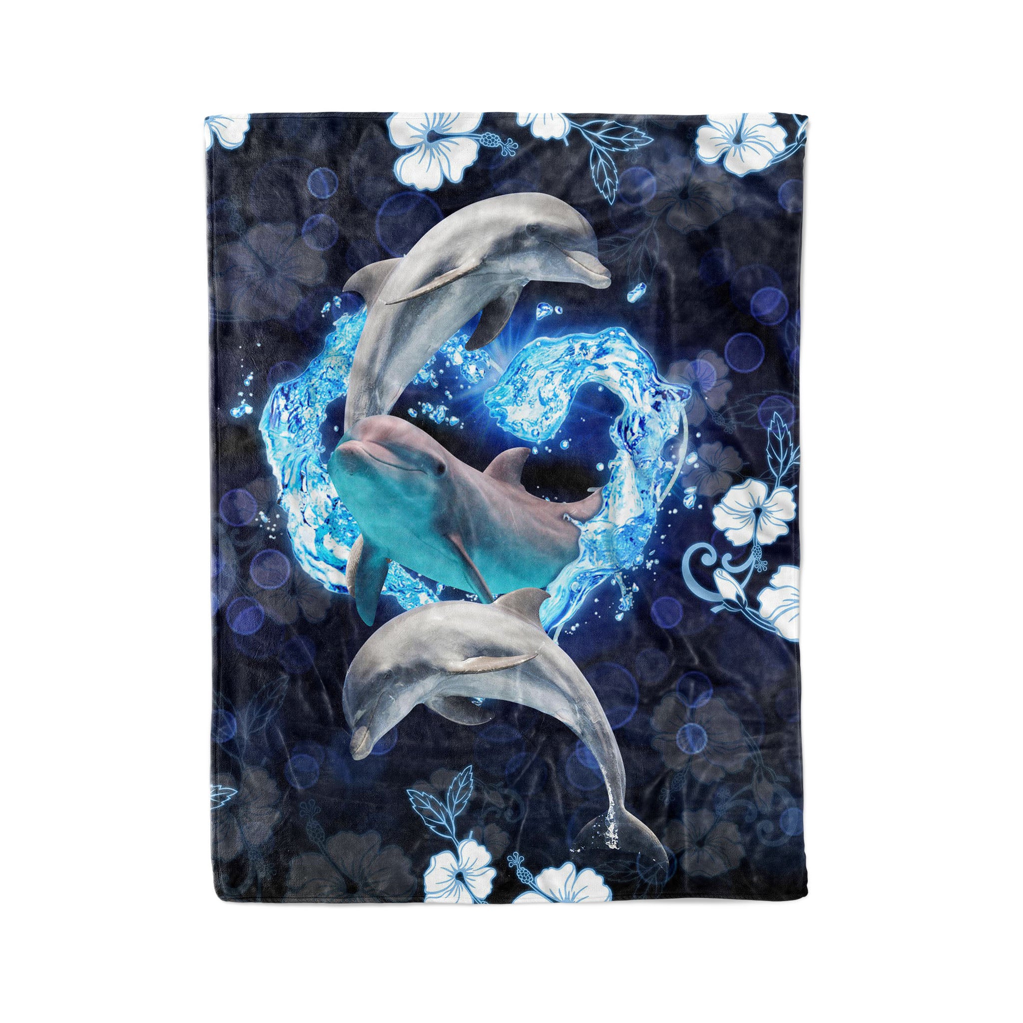 Dolphin – Dolphins In Heart – Fleece Blanket