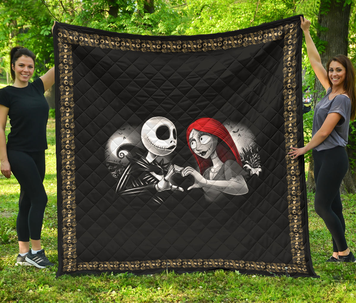 Christmas Premium Quilt | Jack And Sally Love Evil Jack Patterns Quilt Blanket