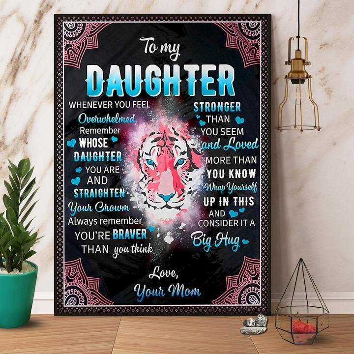 Tiger Mandala Mom Gift To My Daughter Consider It A Big Hug Gift For Family Wall Art Home Decor Canvas Prints Matte Canvas