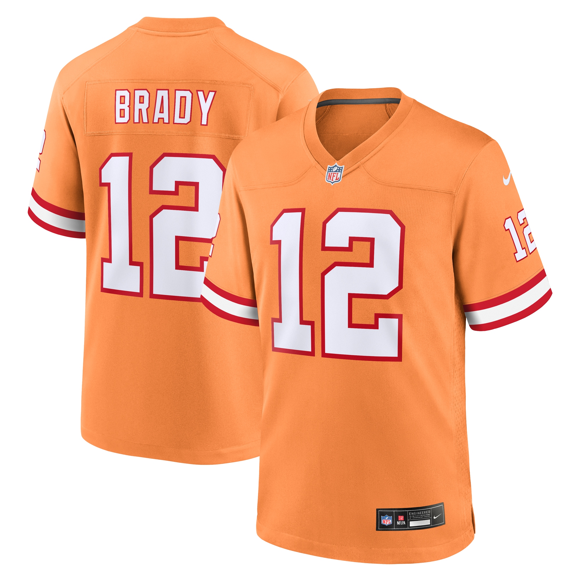 Men’s Tampa Bay Buccaneers Tom Brady Orange Throwback Game Jersey