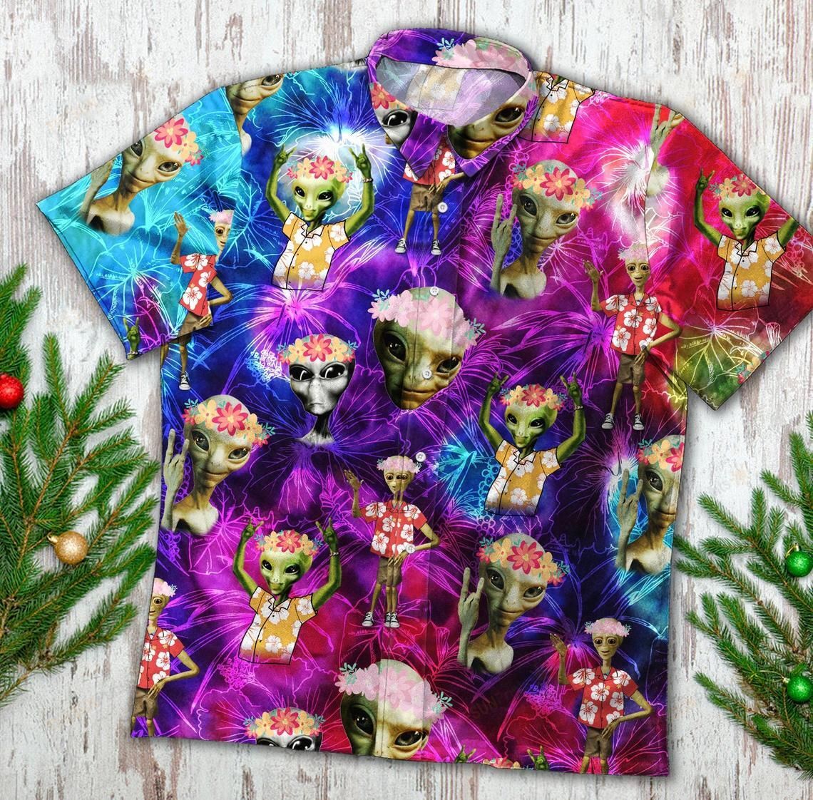 Funny Alien Aloha Hawaiian Shirt 002114 Ha85598