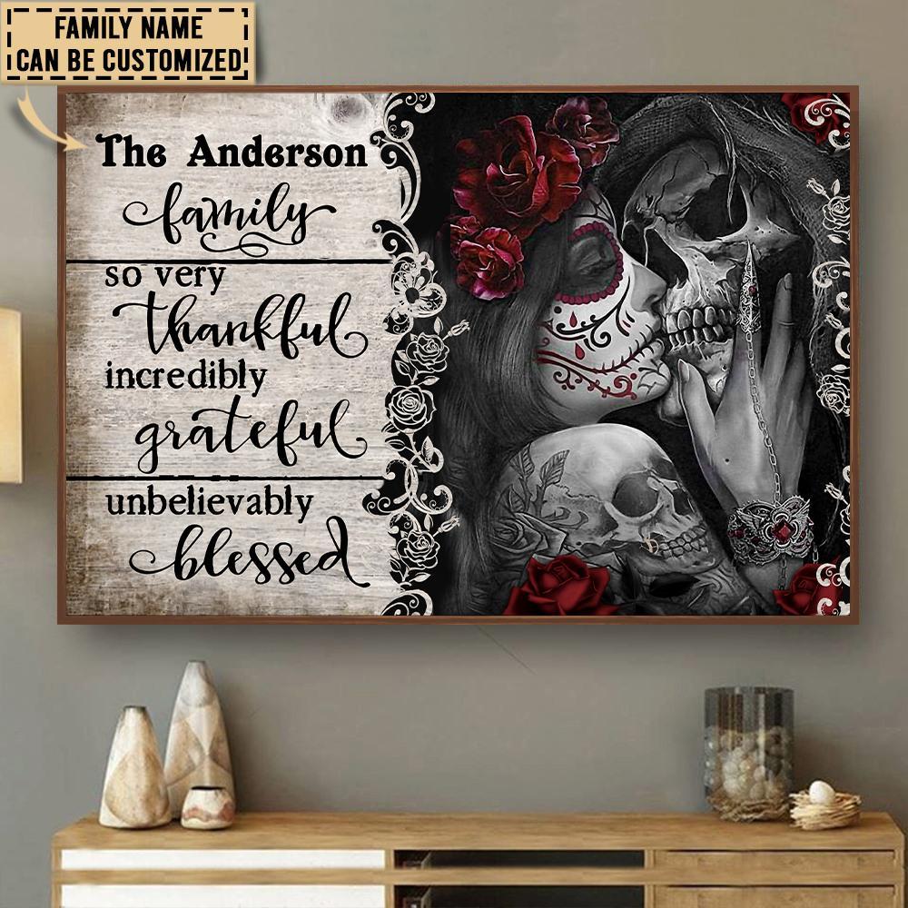 Aeticon Gifts Personalized Skeleton Very Thankful Canvas Mom Dad Gift Home Decor